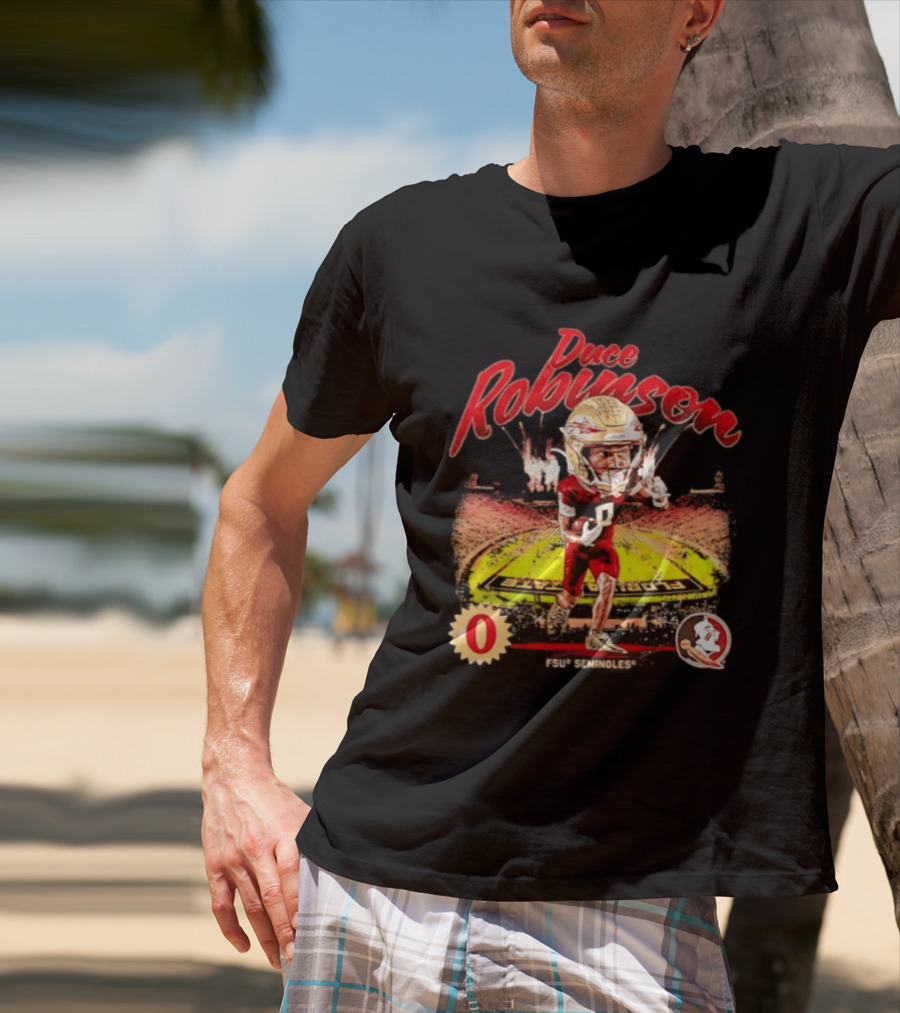 Duce Robinson Florida State Seminoles Football NCAA Stadium Caricature Number 0 T-Shirt