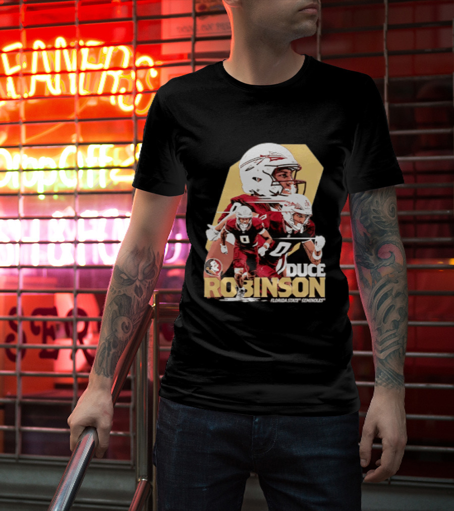 Duce Robinson Florida State Seminoles Football NCAA Player Action Montage T-Shirt