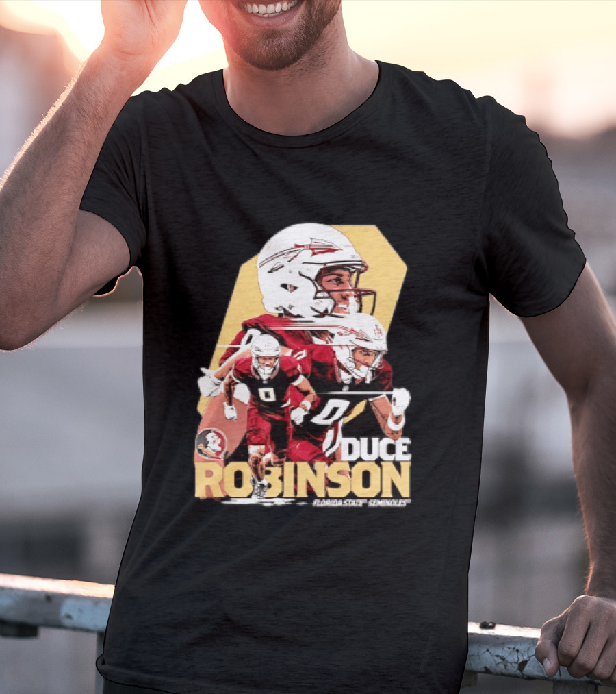 Duce Robinson Florida State Seminoles Football NCAA Player Action Montage T-Shirt