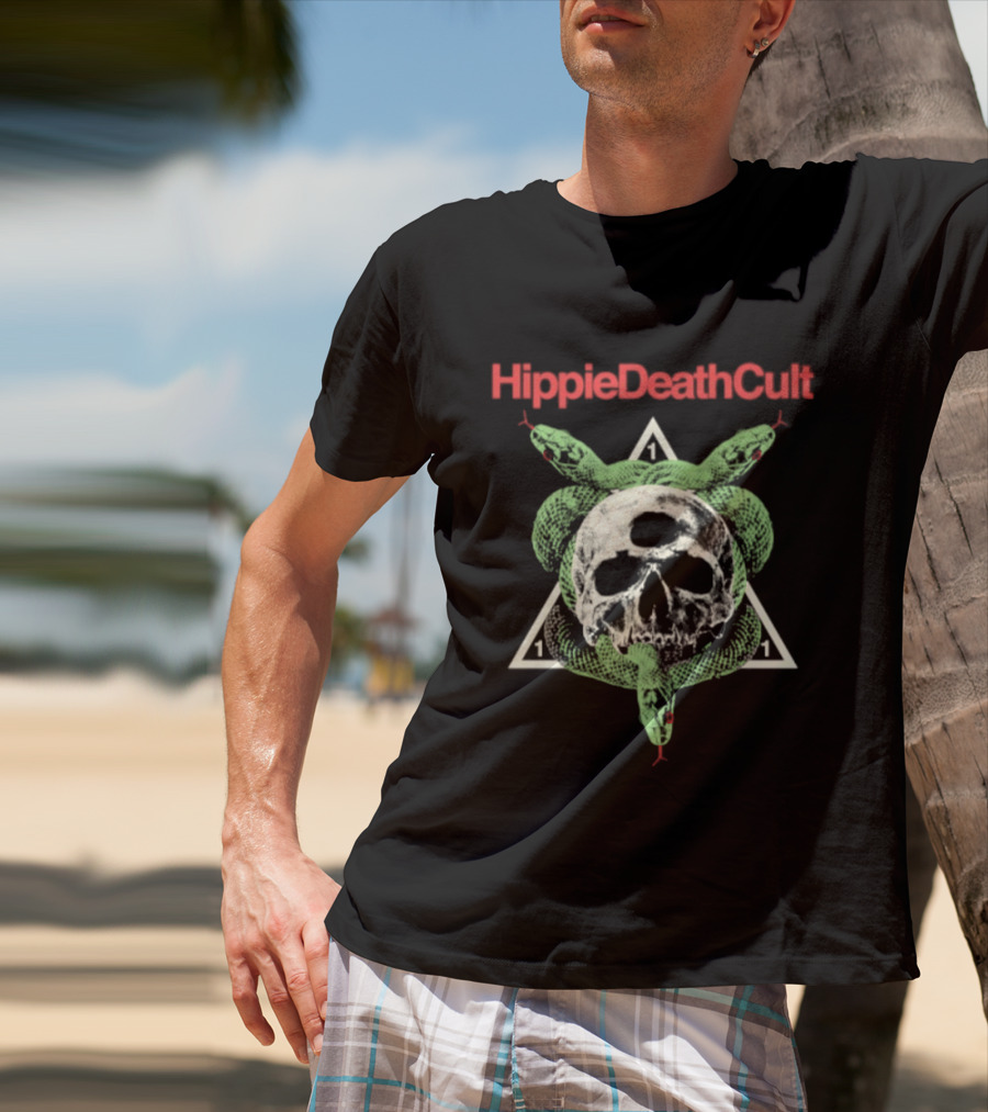 Hippie Death Cult Skull Snake Triangle Doom Metal T-Shirt