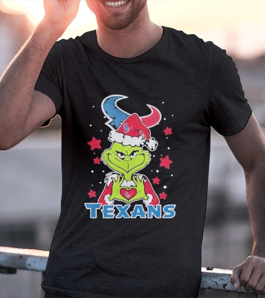 Houston Texans Grinch Love Hands Christmas Football 2026 T-Shirt