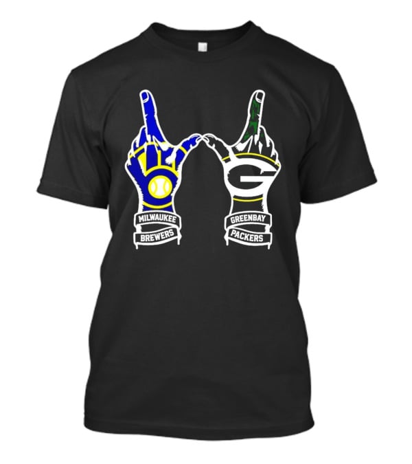Milwaukee Brewers And Green Bay Packers Hand Gesture Wisconsin Sports Pride T-Shirt