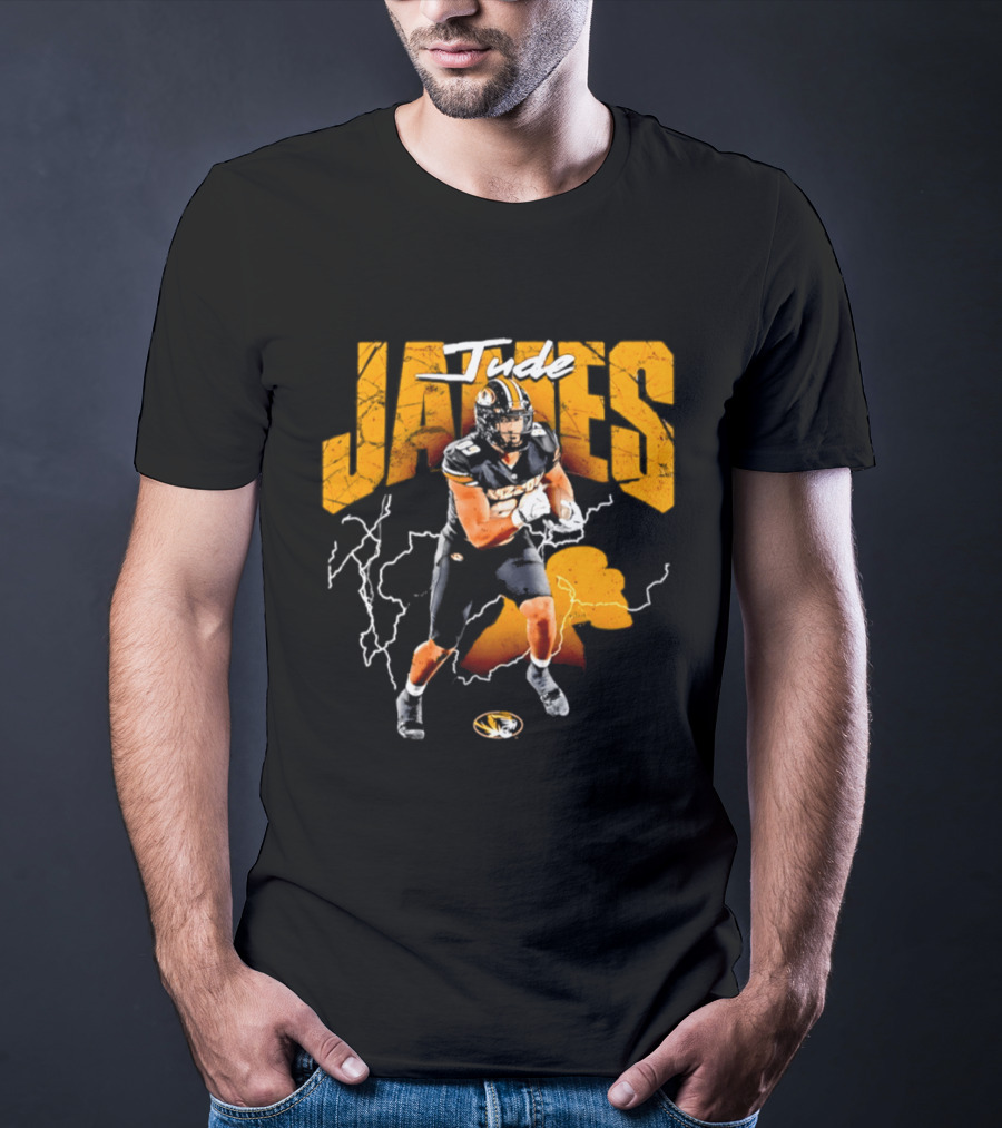 Jude James Missouri Tigers Football NCAA Lightning Strikes T-Shirt