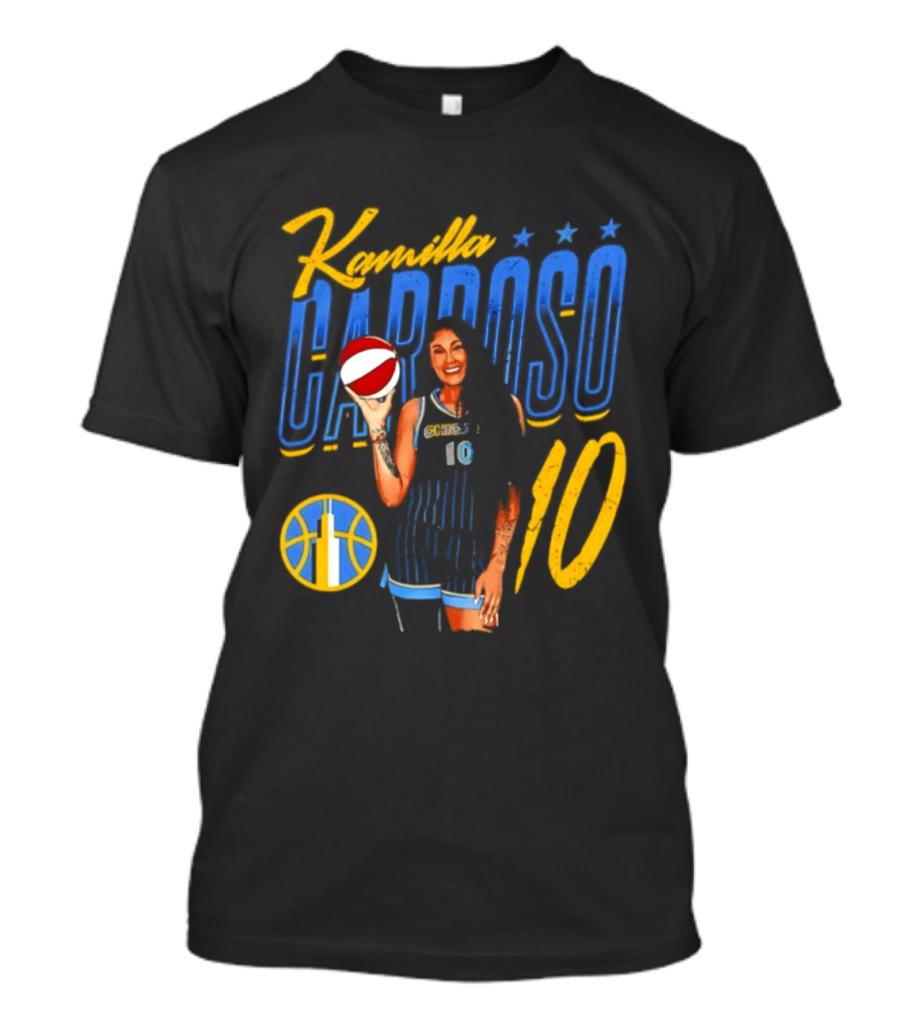 Kamilla Cardoso Chicago Sky 10 WNBA Player With Basketball T-Shirt