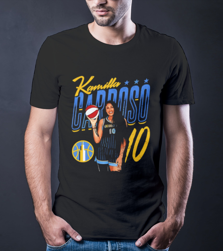 Kamilla Cardoso Chicago Sky 10 WNBA Player With Basketball T-Shirt