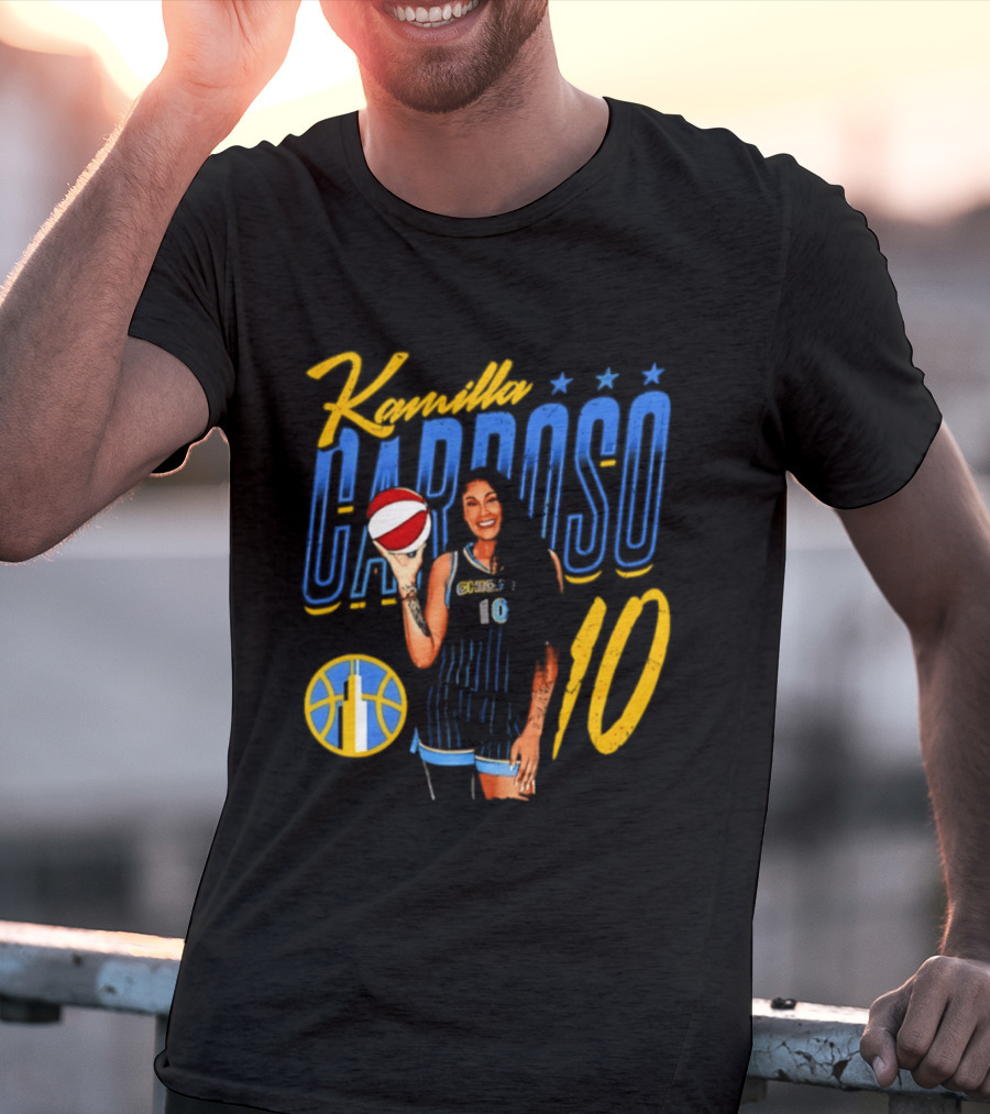 Kamilla Cardoso Chicago Sky 10 WNBA Player With Basketball T-Shirt