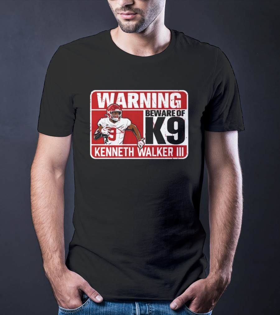 Kenneth Walker III Warning Beware Of K9 Football Player T-Shirt