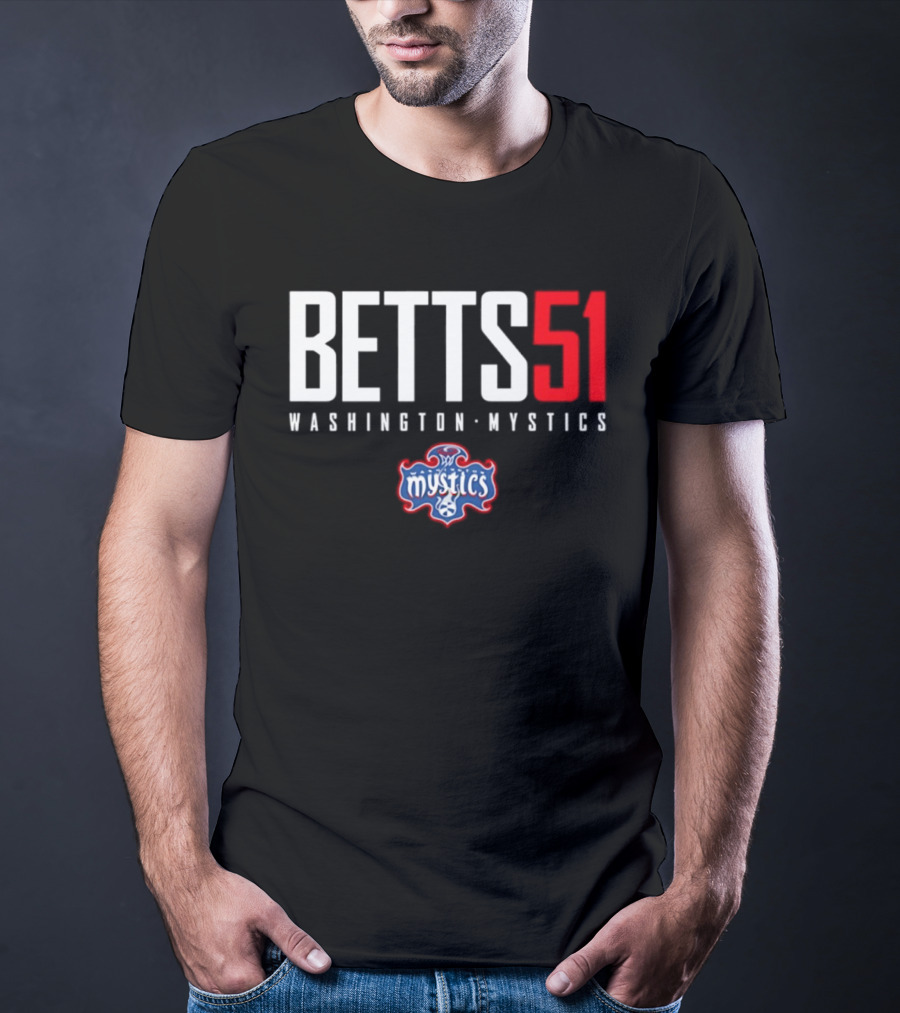 Betts 51 Washington Mystics WNBA Mystics Team Logo NBA Merchandise T-Shirt