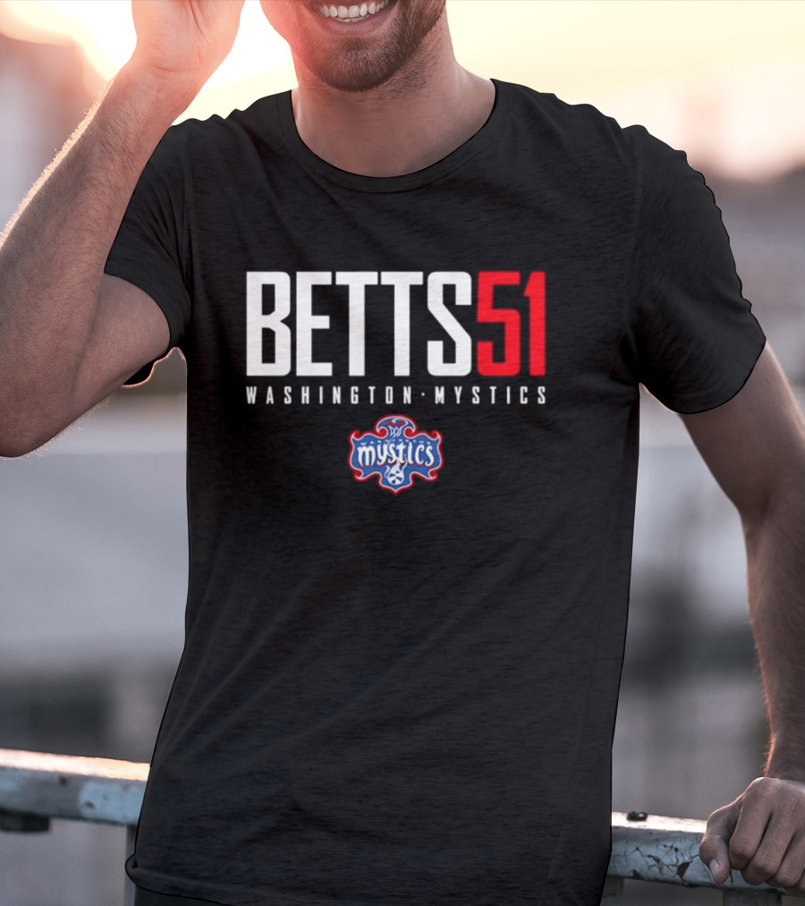 Betts 51 Washington Mystics WNBA Mystics Team Logo NBA Merchandise T-Shirt