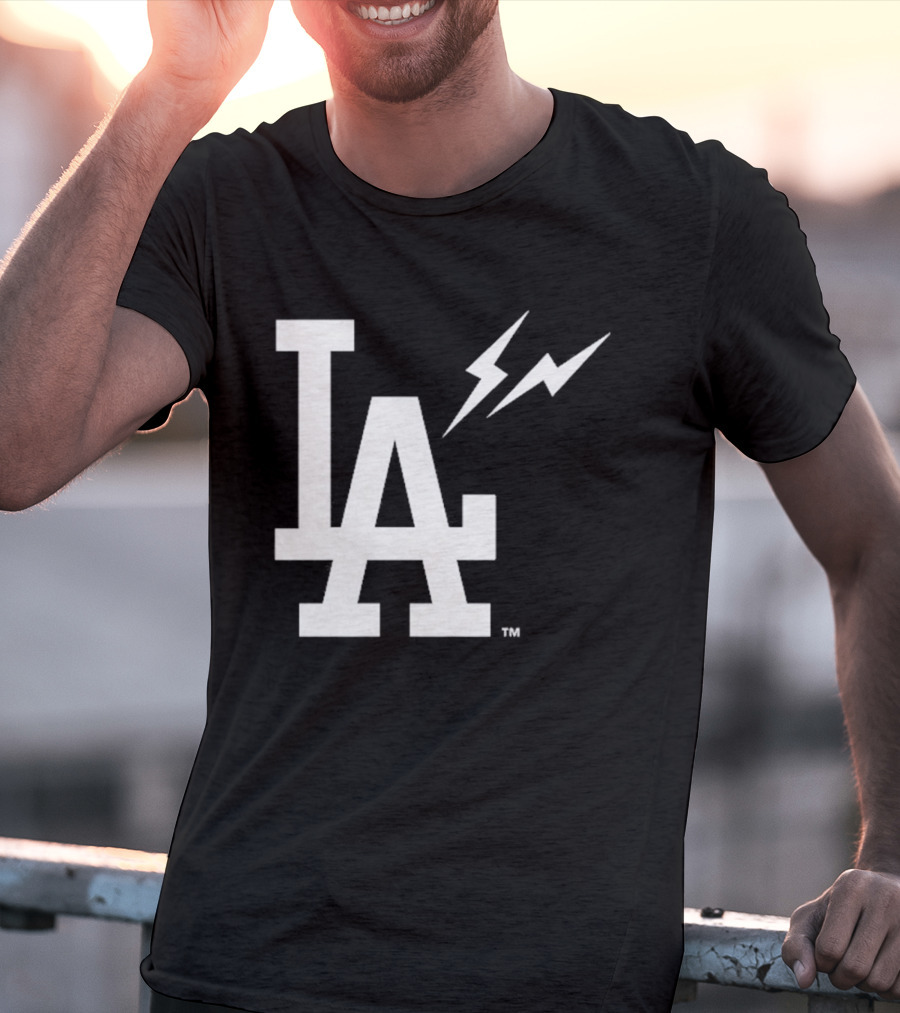 Los Angeles Dodgers Fragment LA Thunder Lightning Bolt T-Shirt