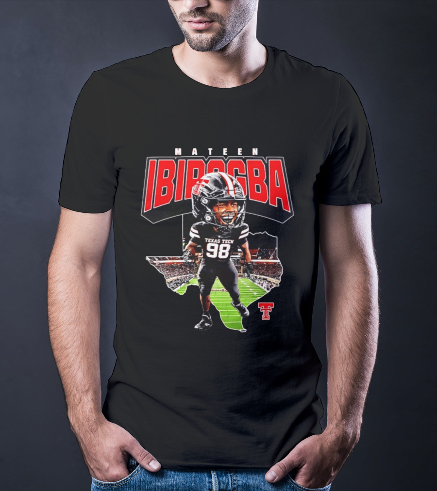 Mateen Ibirogba Texas Tech Red Raiders Football NCAA Caricature Stadium T-Shirt