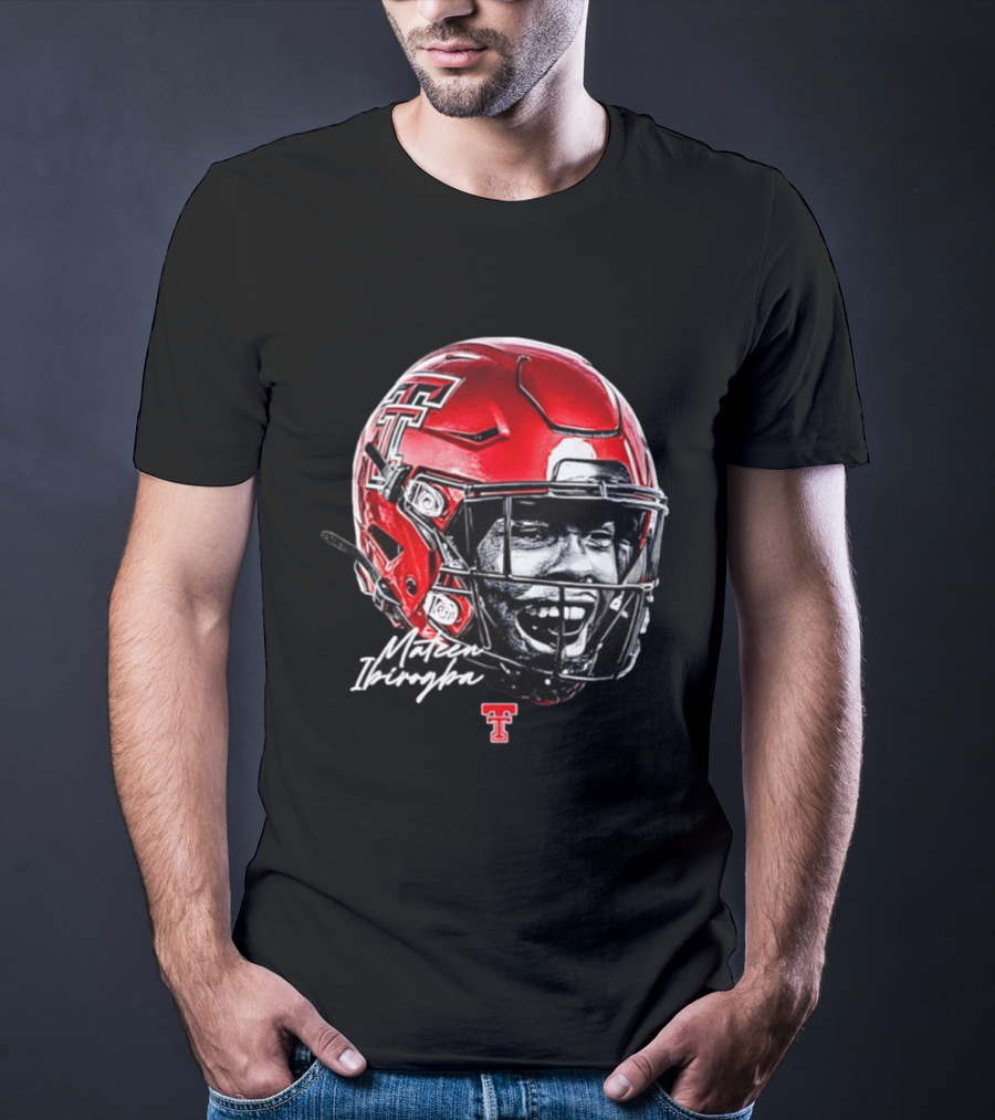 Mateen Ibirogba Texas Tech Red Raiders Football NCAA Game Face Helmet TTU T-Shirt