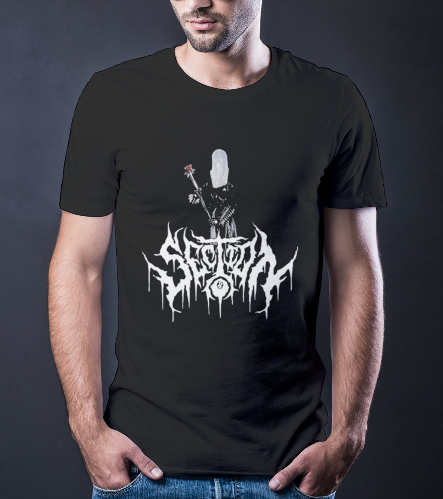 Section 8 Store Knight's Flail Dripping Text And Armor T-Shirt