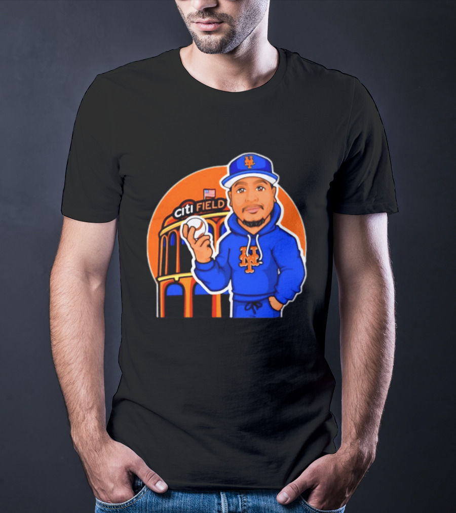 New York Mets Citi Field Baseball Player Caricature T-Shirt