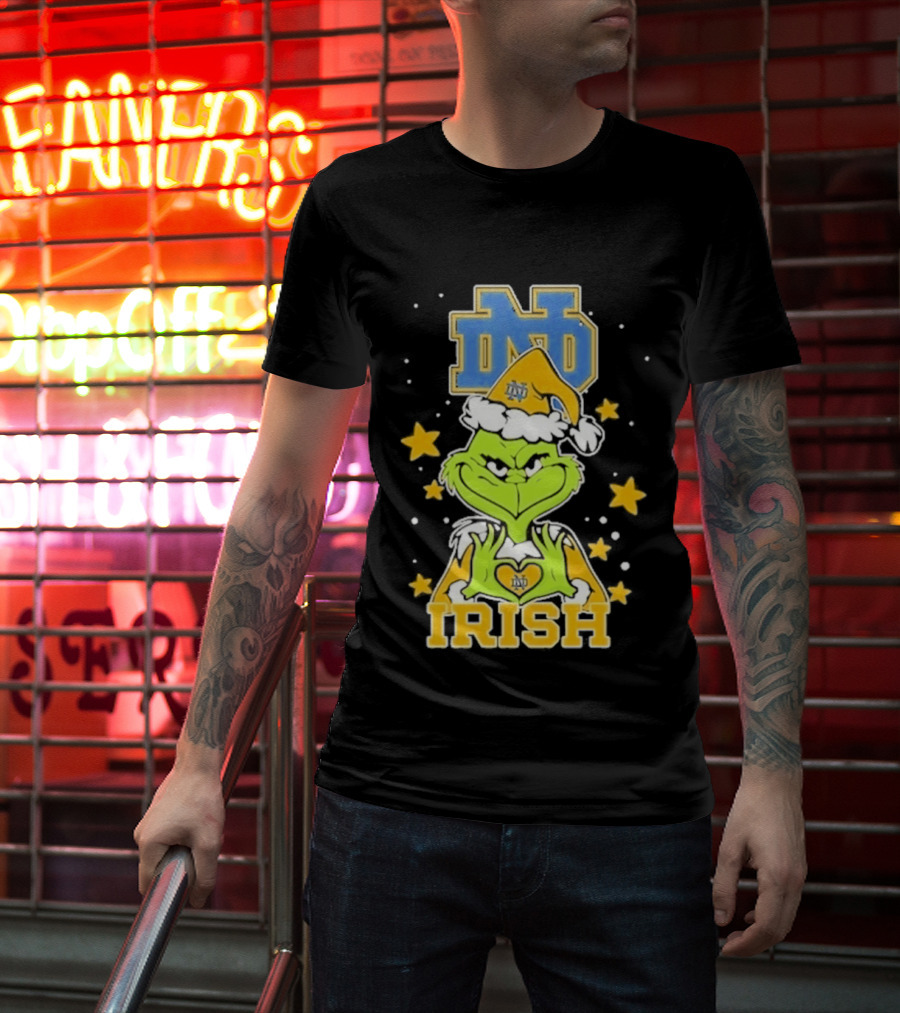 Notre Dame Fighting Irish Grinch Love Hands Christmas 2026 Football T-Shirt