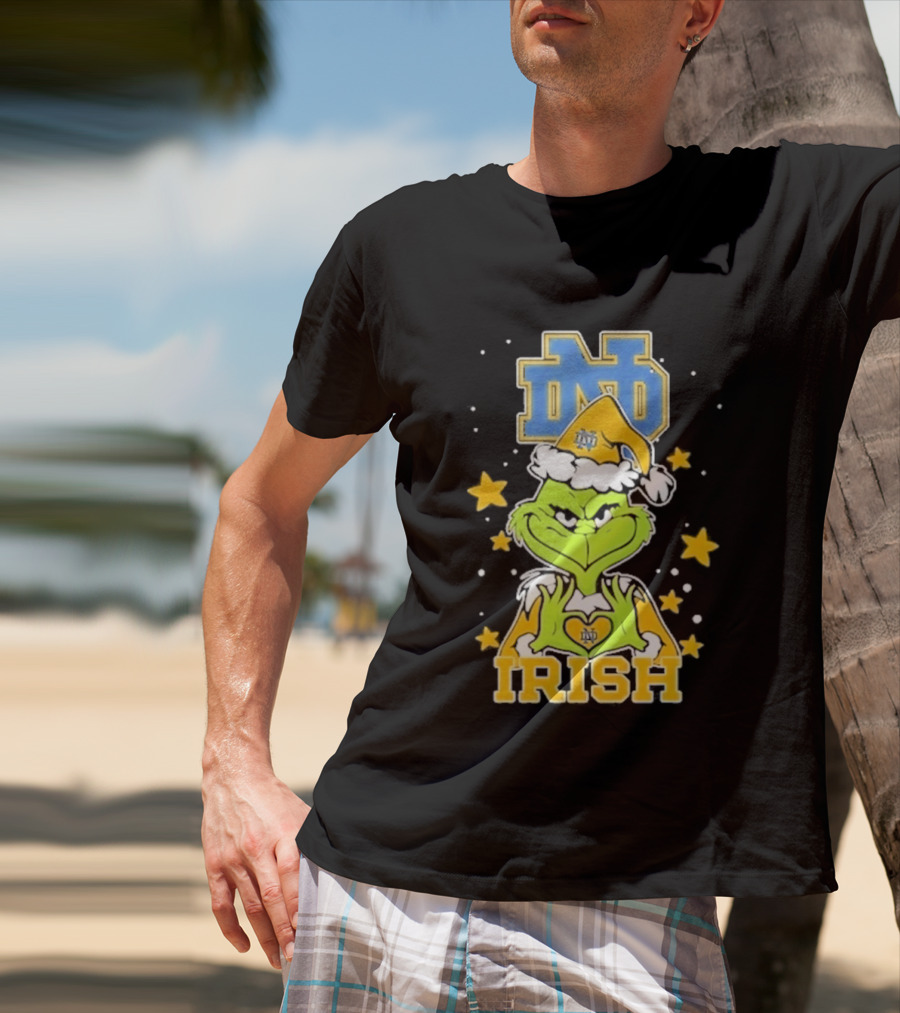 Notre Dame Fighting Irish Grinch Love Hands Christmas 2026 Football T-Shirt