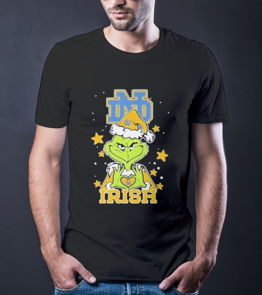 Notre Dame Fighting Irish Grinch Love Hands Christmas 2026 Football T-Shirt