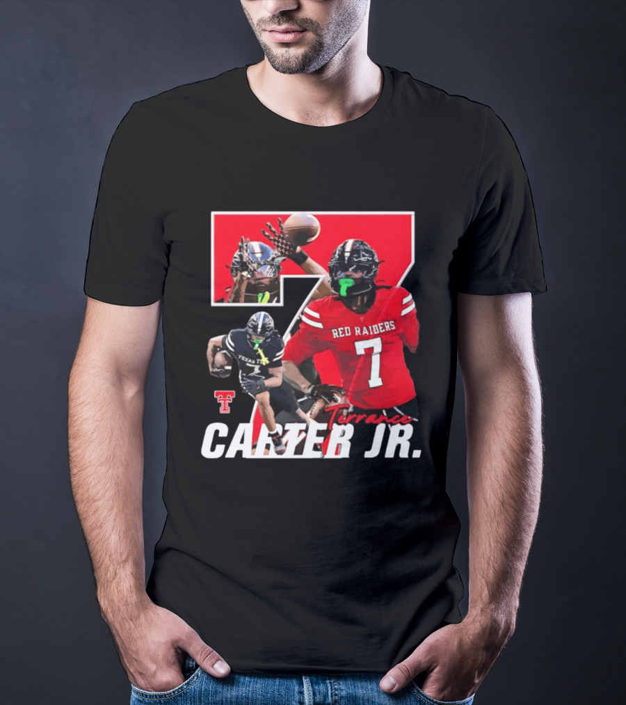 Terrance Carter Jr Red Raiders Texas Tech Football Player Collage NCAA Number 7 T-Shirt