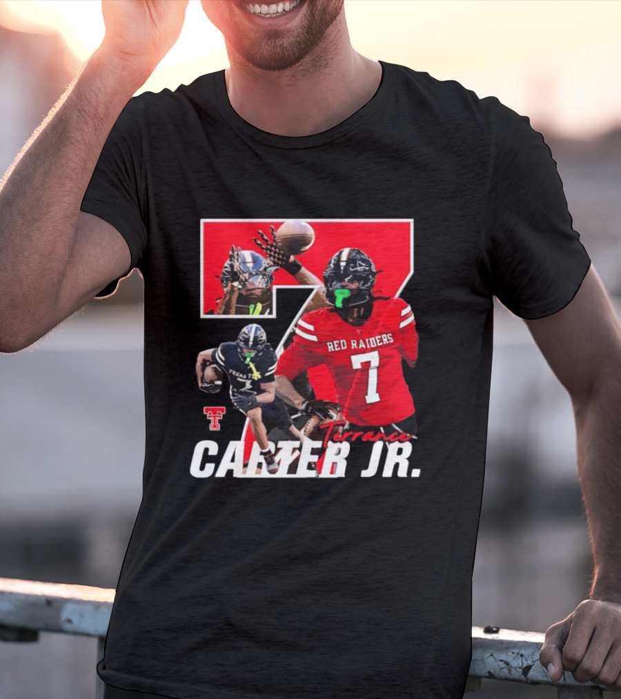 Terrance Carter Jr Red Raiders Texas Tech Football Player Collage NCAA Number 7 T-Shirt