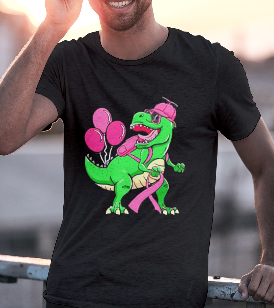 T Rex Party With Pink Balloons And Ribbon Accessories T-Shirt