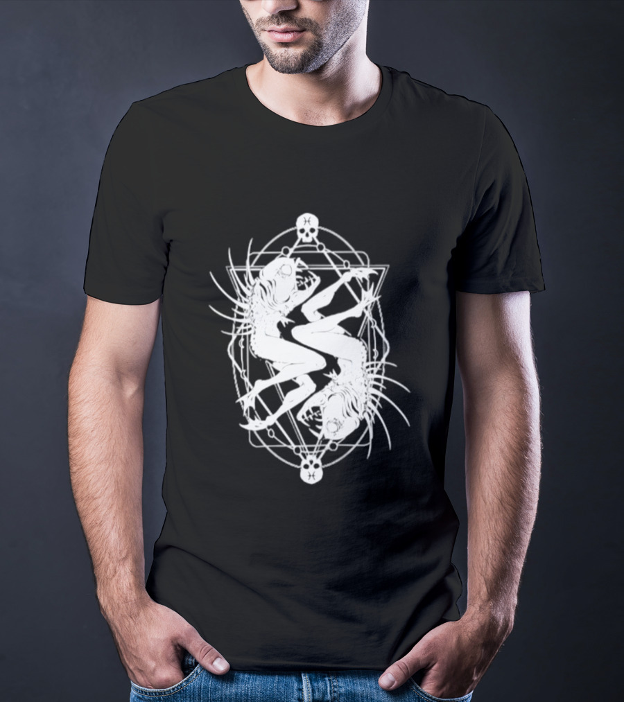 Pisces Zodiac Skull Fish Astrology Gothic Symbolism T-Shirt