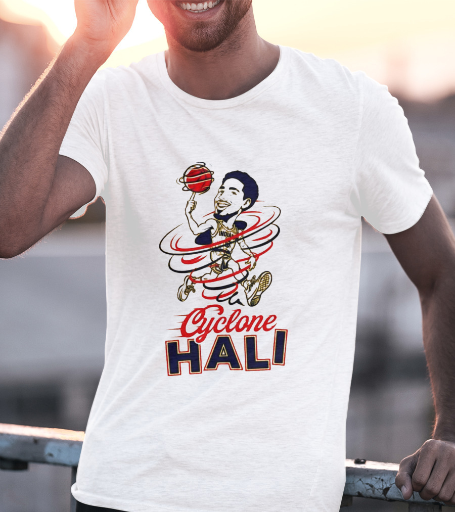 2026 Cyclone Hali Basketball Illustration Red Gold T-Shirt