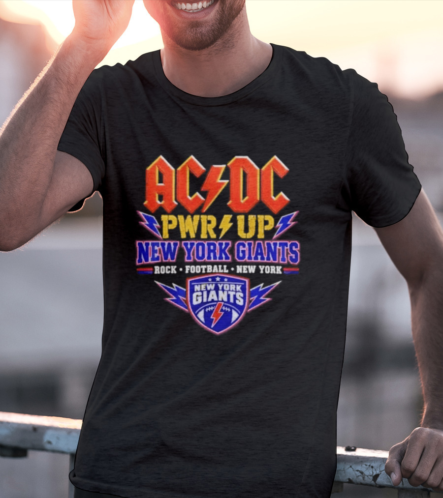 ACDC PWR UP New York Giants Rock Football Tour T-Shirt