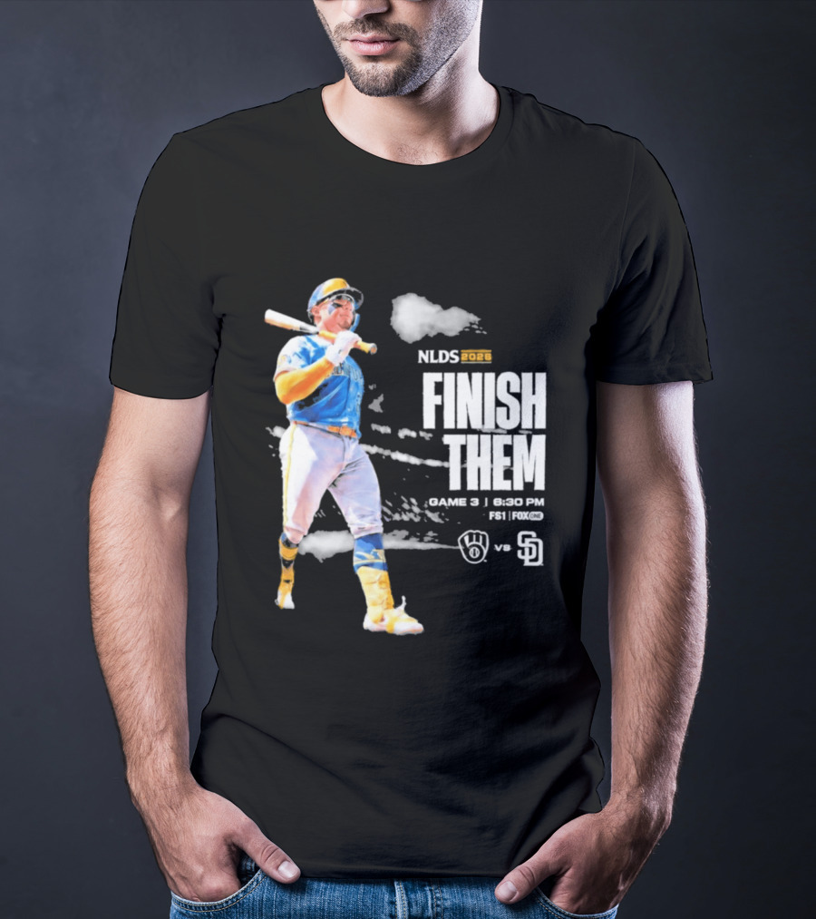 NLDS 2026 Finish Them Game 5 Brewers Vs Padres Playoff Showdown T-Shirt