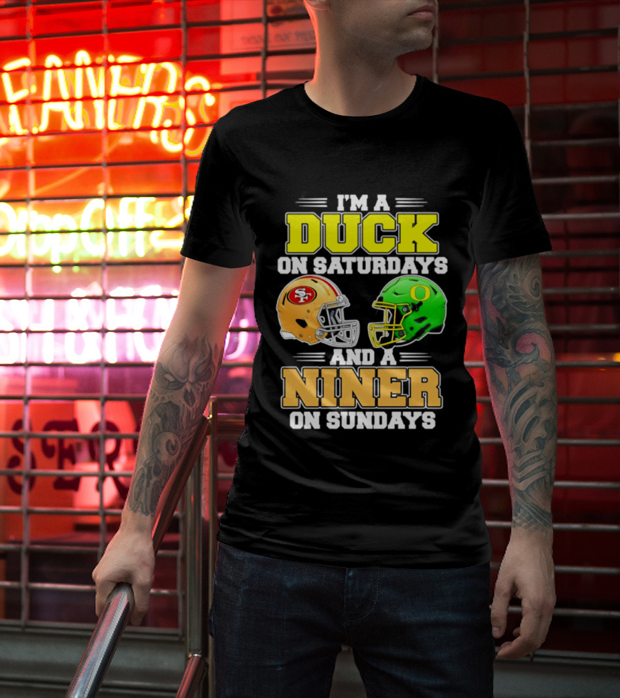 I'm A Duck On Saturdays And A Niner On Sundays Football Helmet 2026 T-Shirt