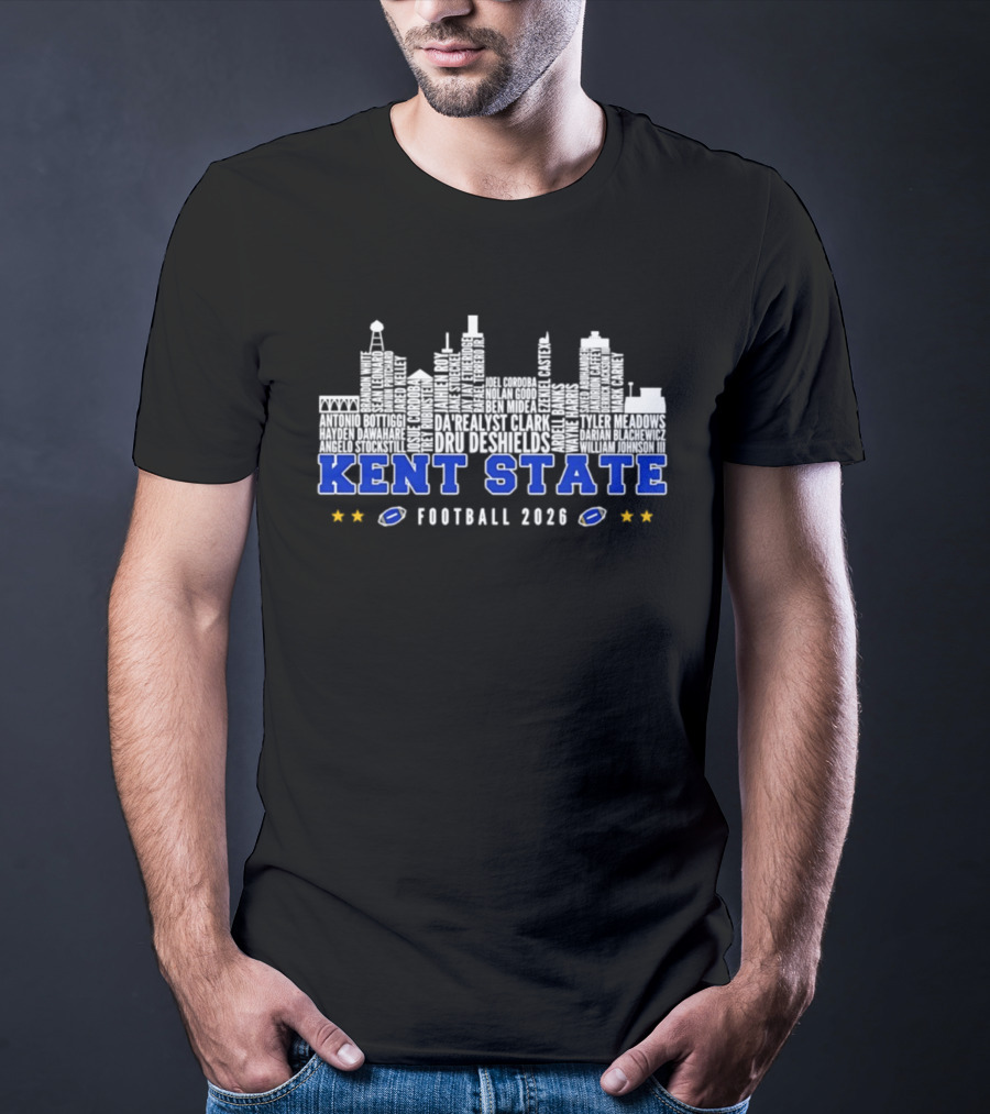 Kent State Golden Flashes Football 2026 City Skyline Players Names T-Shirt