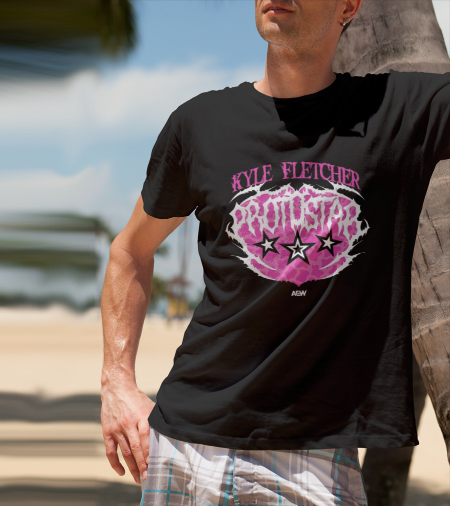 Kyle Fletcher Protostar AEW 2026 Three Stars Retro Pink T-Shirt