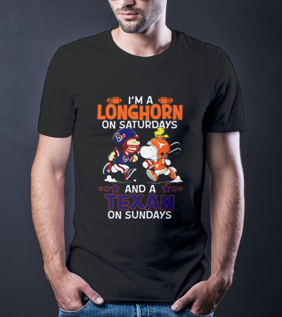 Peanuts I'm A Longhorn On Saturdays And A Texan On Sundays T-Shirt