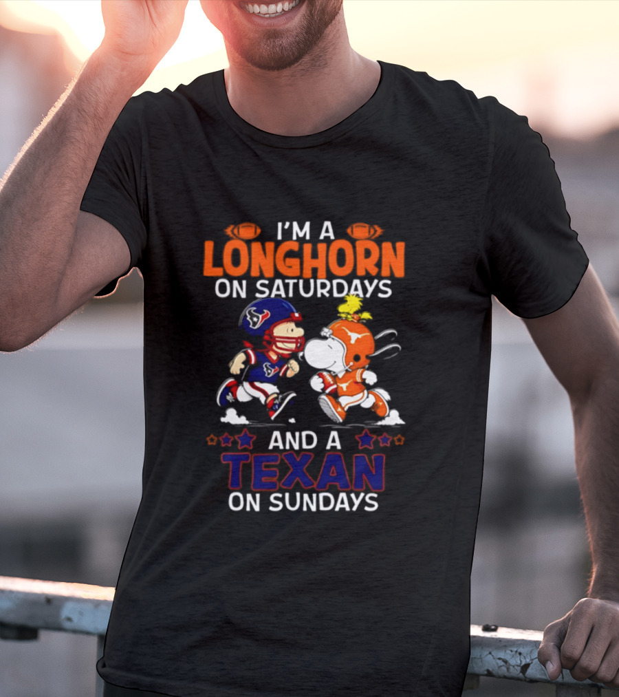 Peanuts I'm A Longhorn On Saturdays And A Texan On Sundays T-Shirt