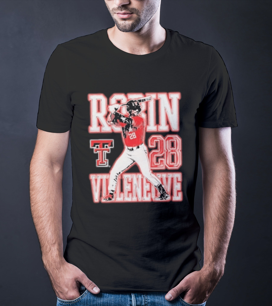Robin Villeneuve Texas Tech Red Raiders 28 Baseball NCAA Swing T-Shirt