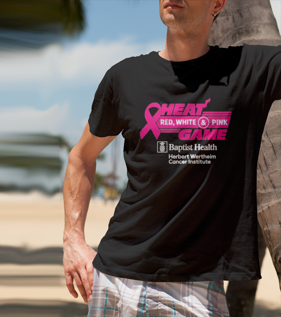 Breast Cancer Awareness Heat Game Red White Pink Baptist Health Herbert Wertheim T-Shirt