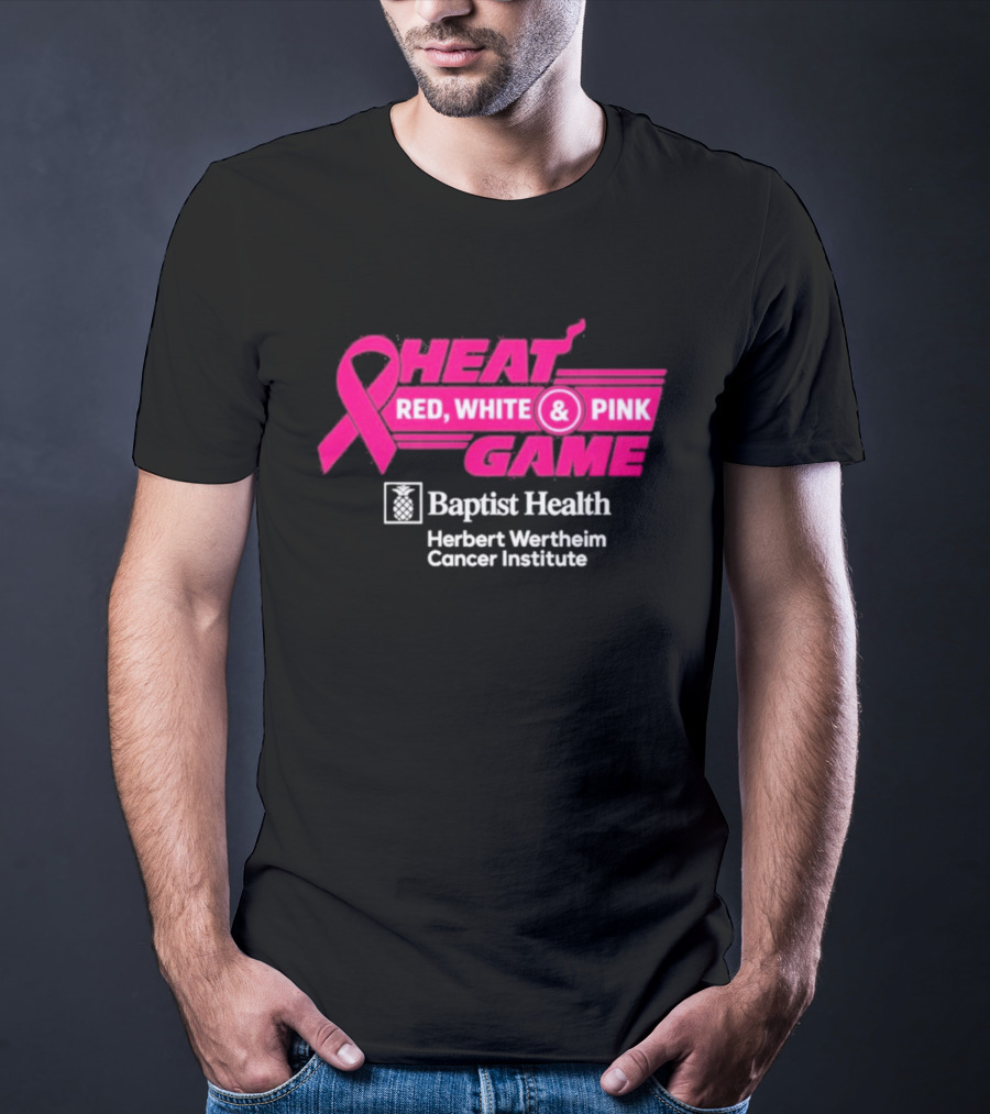 Breast Cancer Awareness Heat Game Red White Pink Baptist Health Herbert Wertheim T-Shirt