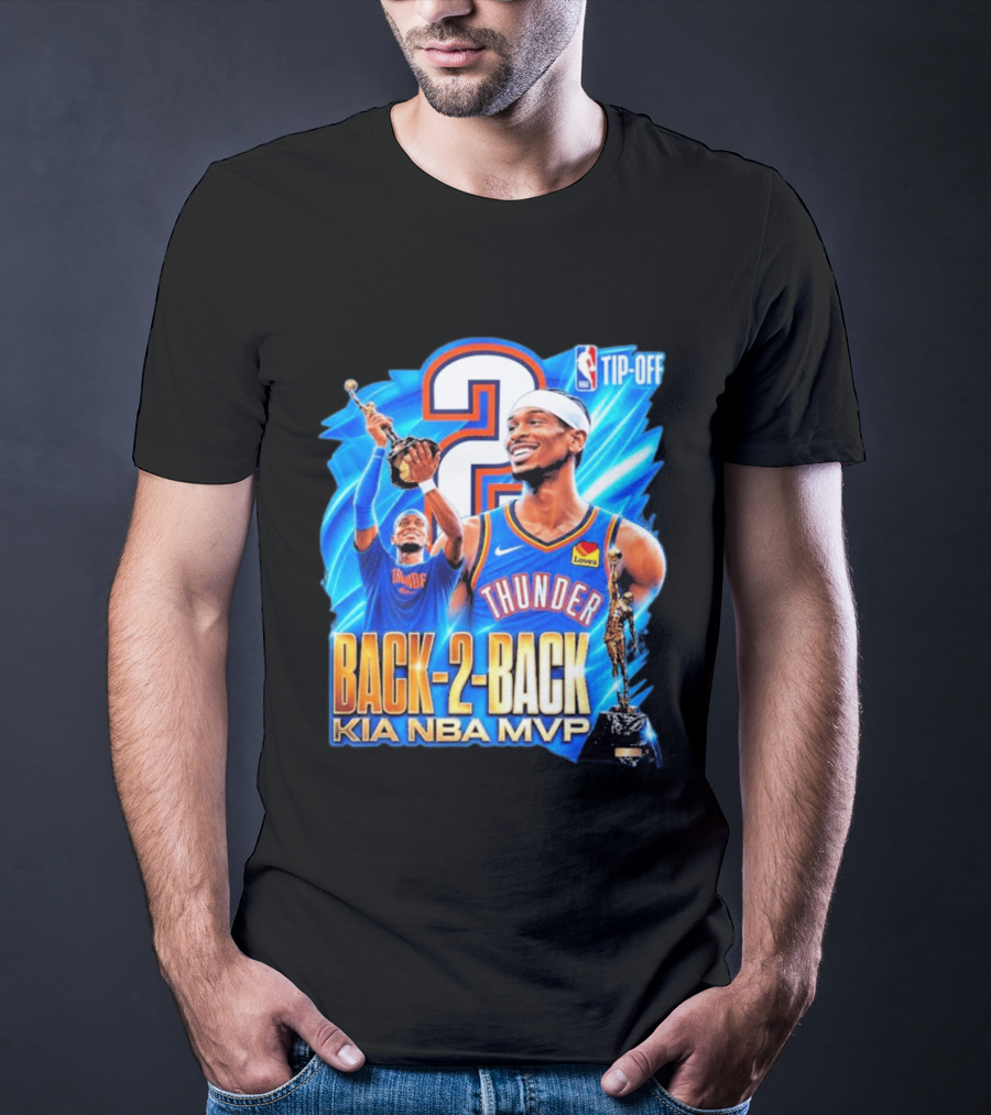 Kia NBA MVP Thunder Back 2 Back Shai Gilgeous Alexander 2026 T-Shirt