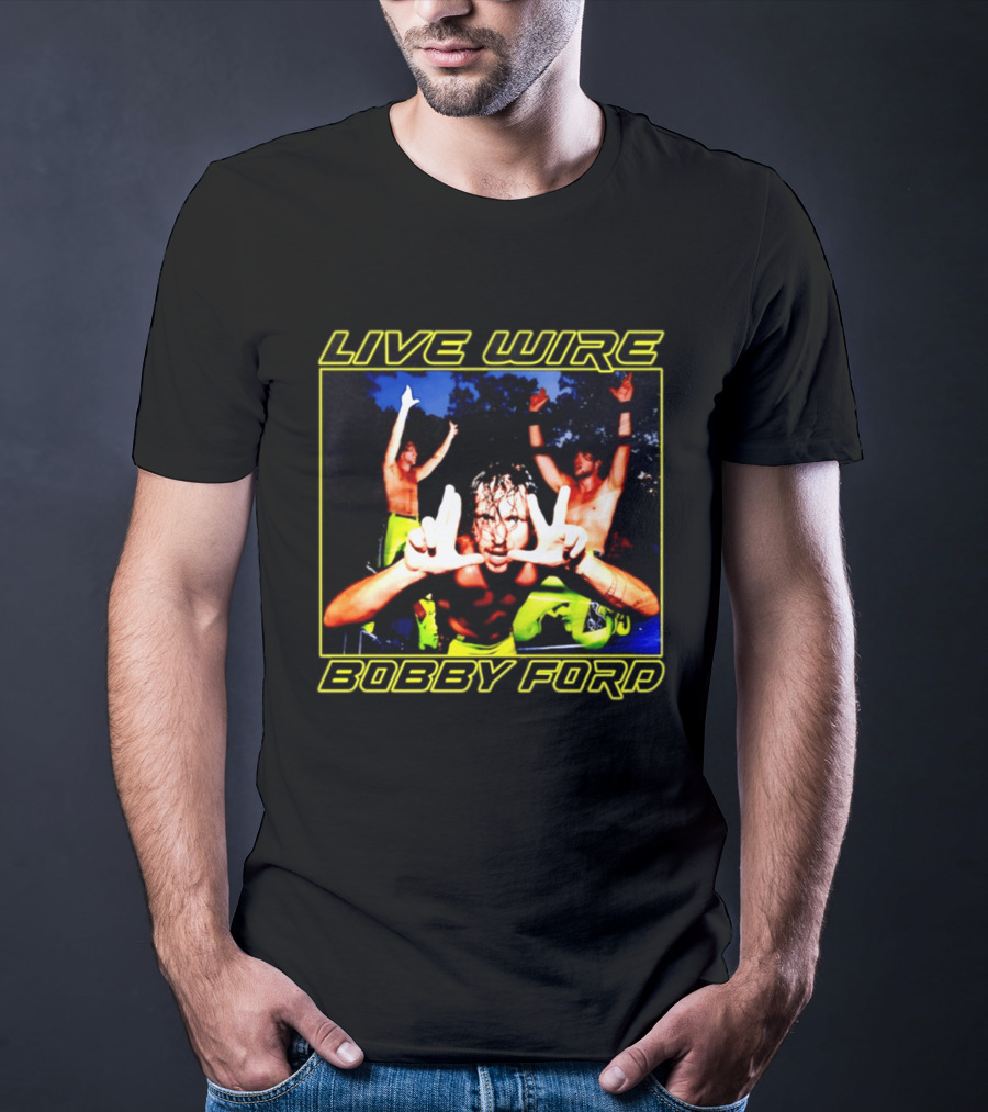 Live Wire Bobby Ford Wrestling Trio Action Pose T-Shirt