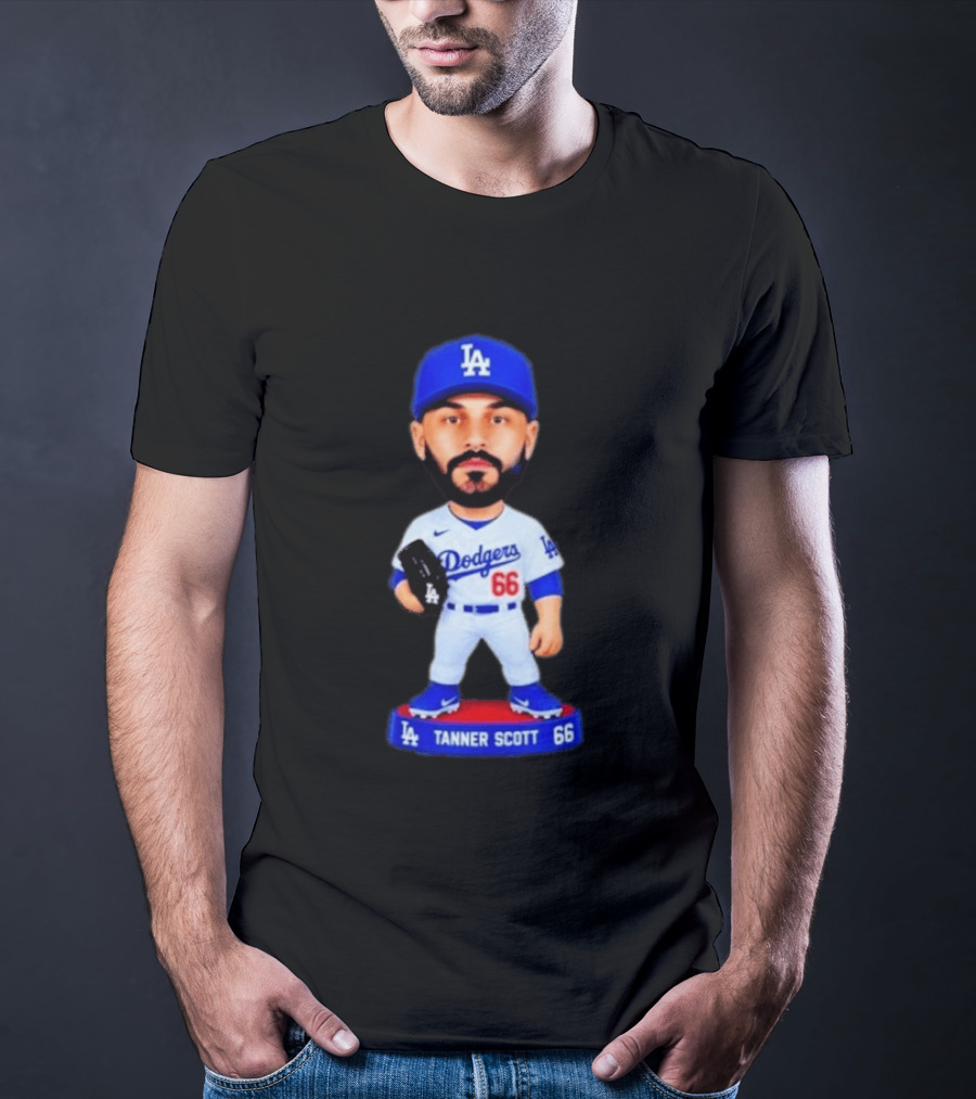 Tanner Scott Los Angeles Dodgers Number 66 Bobblehead Collectible T-Shirt