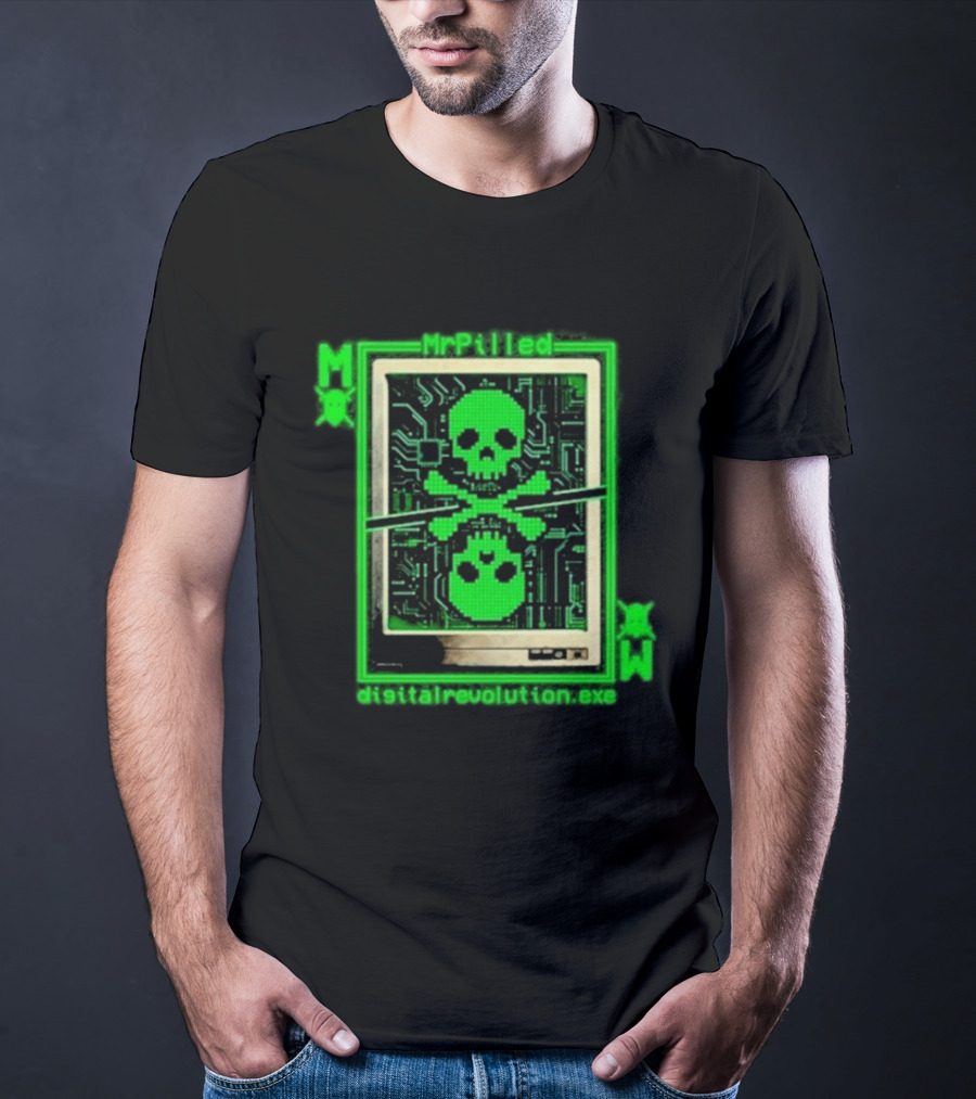 MrPilled DigitalRevolution.exe Hacker Cyber Circuitry Skull T-Shirt
