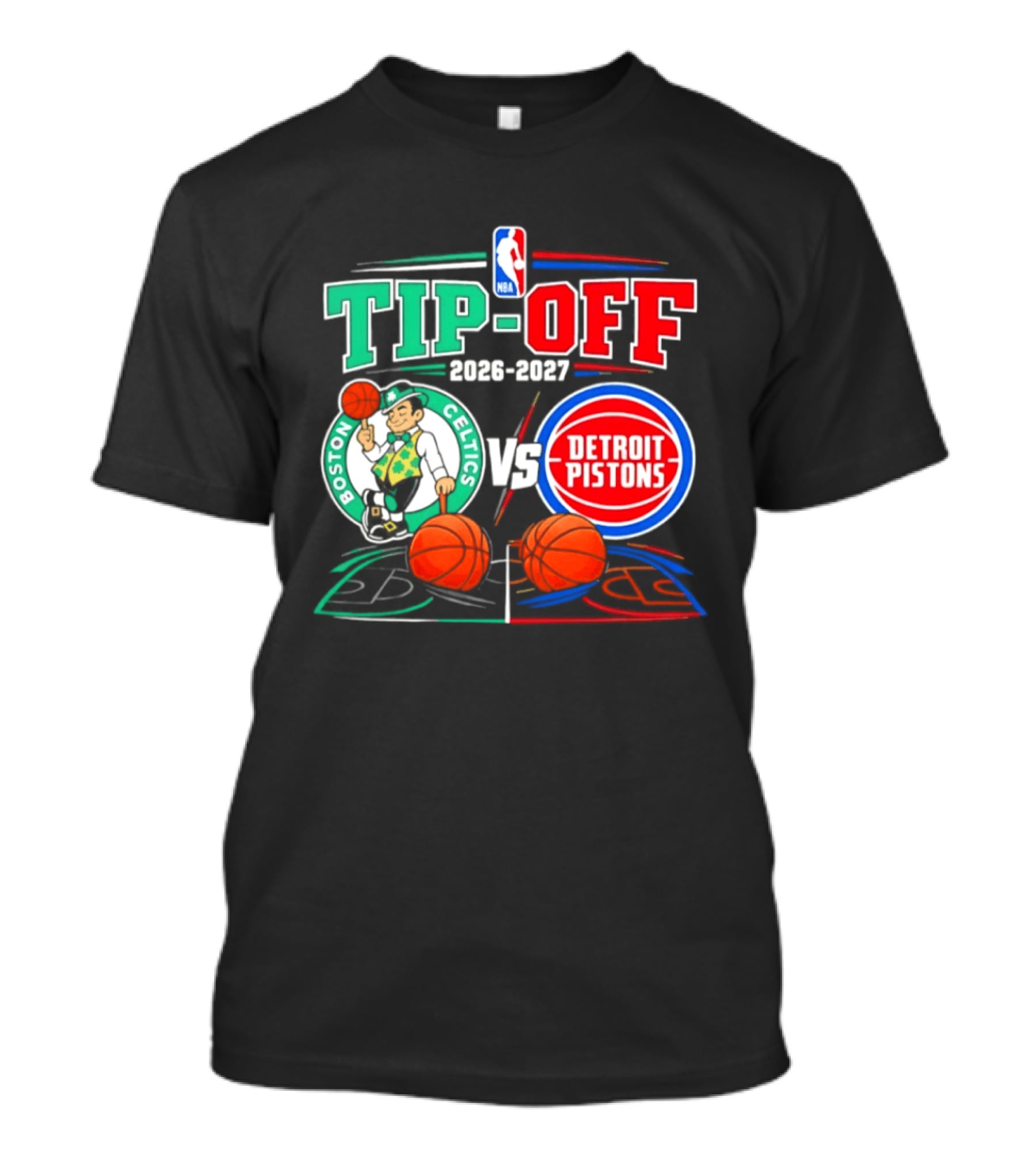 NBA Tip Off 2026 2027 Boston Celtics Vs Detroit Pistons Opening Night T-Shirt