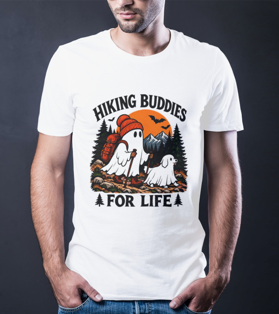 Hiking Buddies For Life Ghost And Dog Halloween Adventure T-Shirt