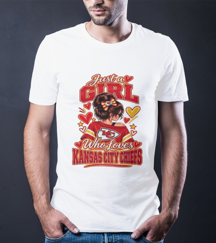 Just A Girl Who Loves Kansas City Chiefs KC Fan Heart Stars T-Shirt