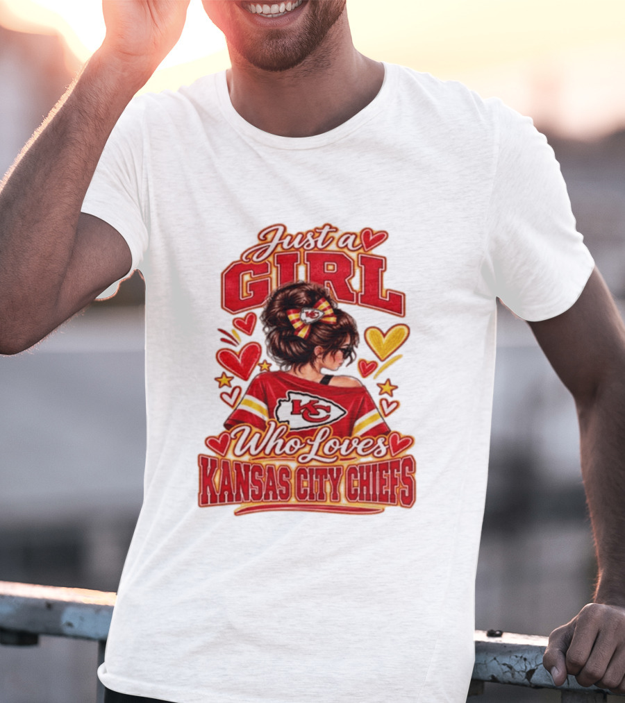 Just A Girl Who Loves Kansas City Chiefs KC Fan Heart Stars T-Shirt