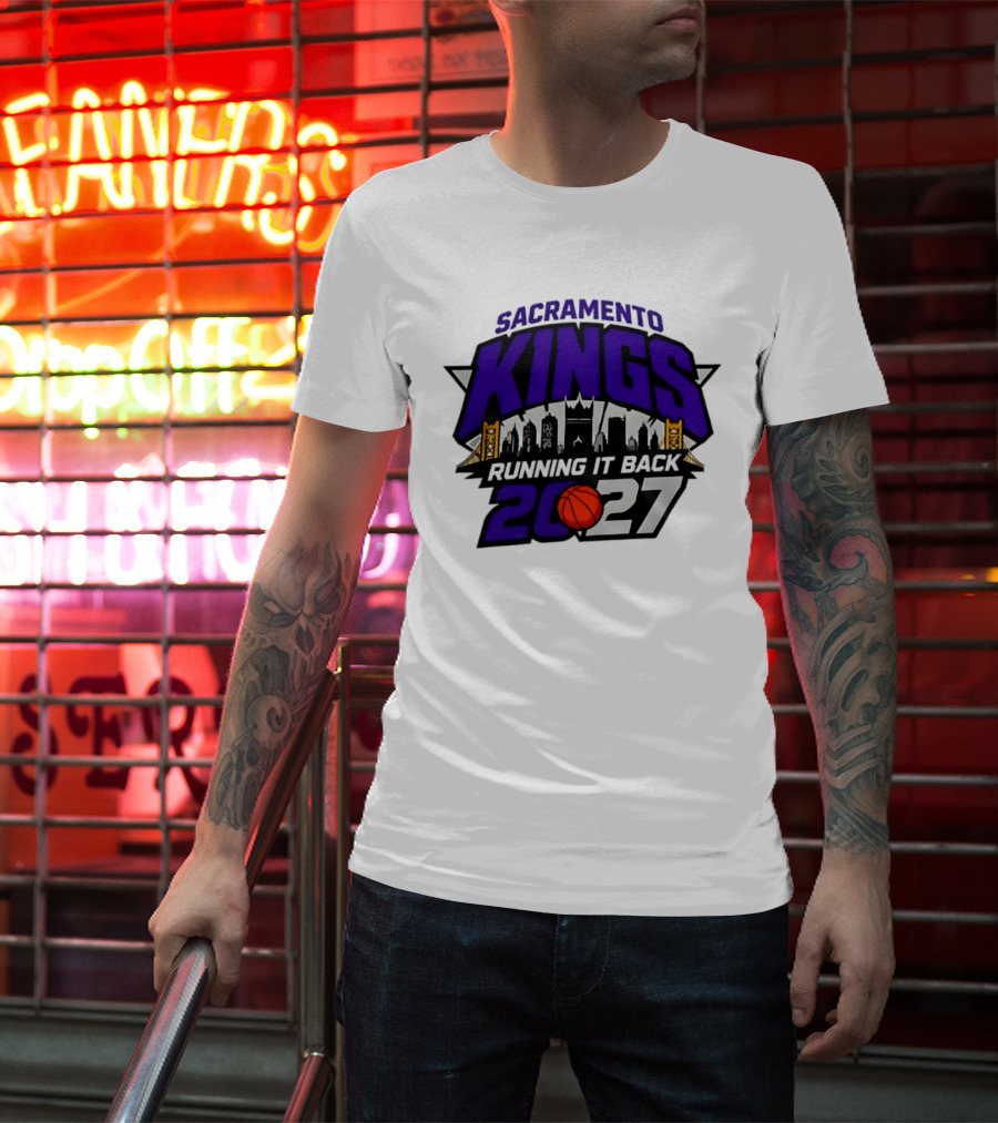 Sacramento Kings 2027 Running It Back Skyline Basketball T-Shirt