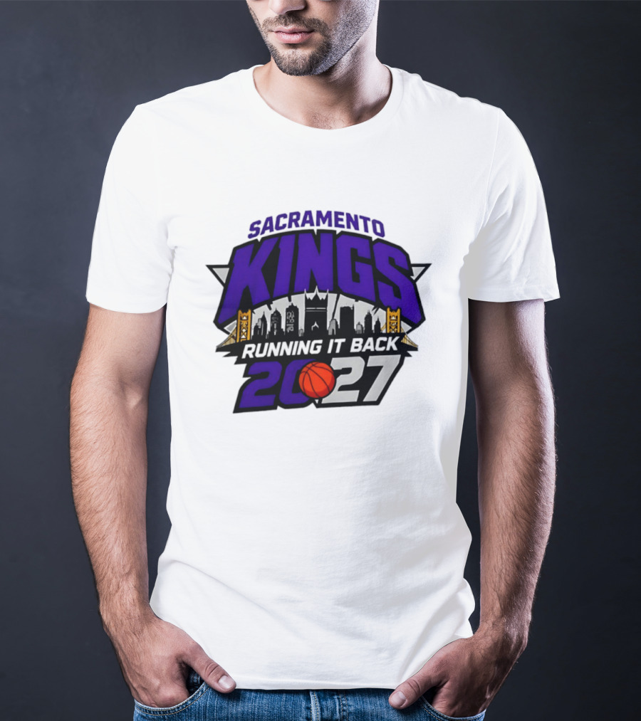 Sacramento Kings 2027 Running It Back Skyline Basketball T-Shirt