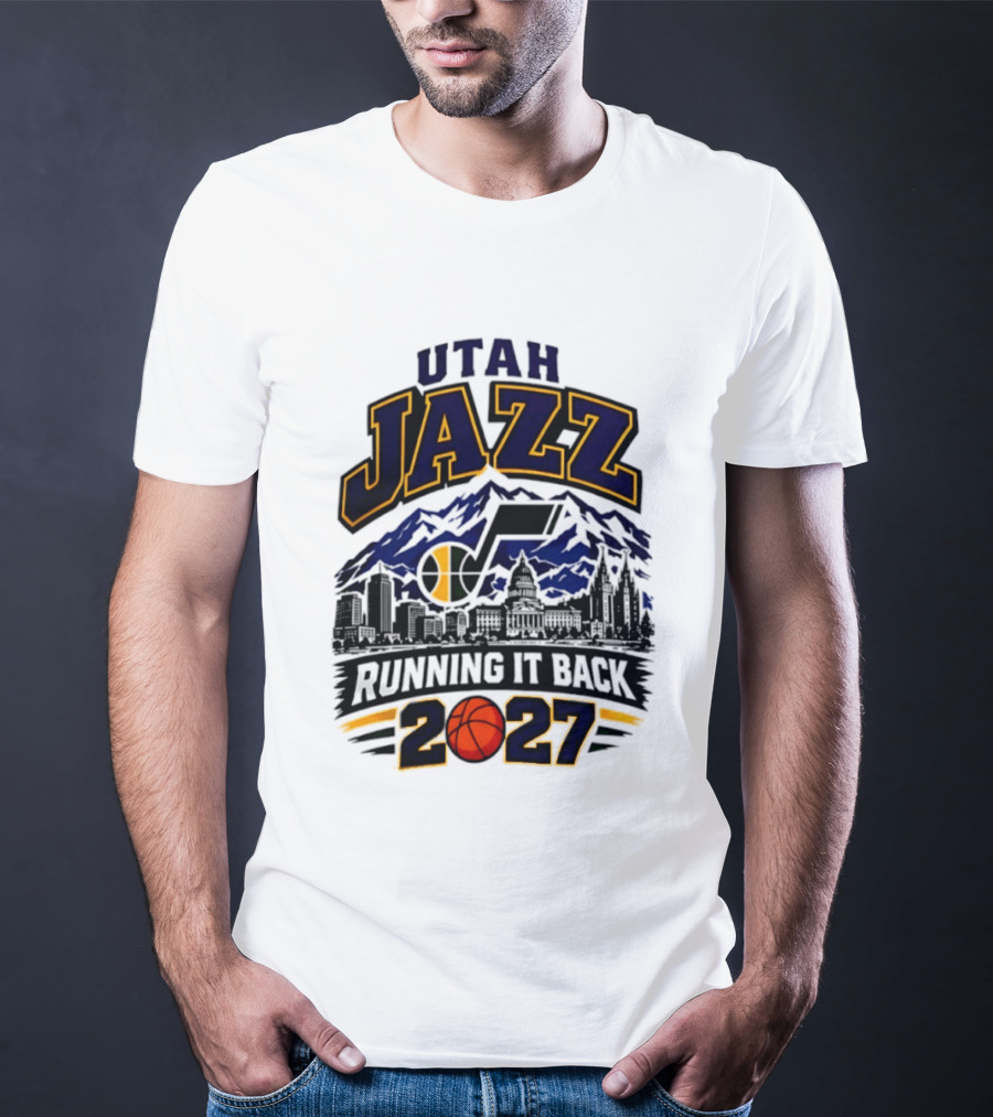 Utah Jazz Basketball Running It Back 2027 Skyline T-Shirt
