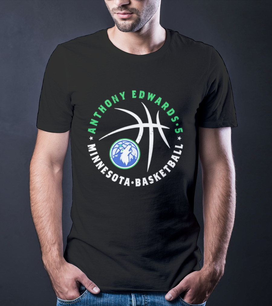 Anthony Edwards Minnesota Basketball Timberwolves Player Ball T-Shirt