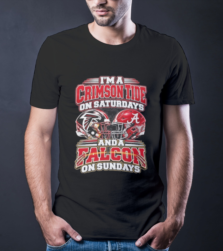 I'm A Crimson Tide On Saturdays And A Falcon On Sundays Helmet T-Shirt