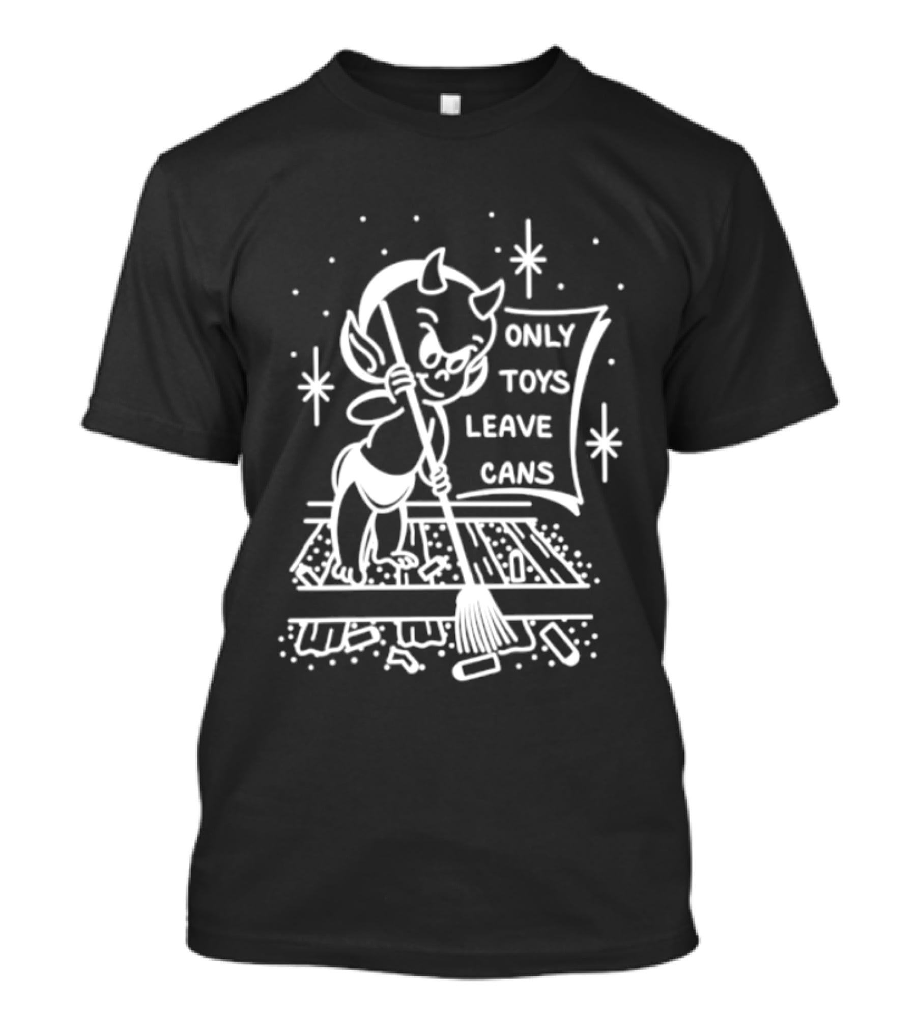 Baby Devil Only Toys Leave Cans Vintage Cartoon T-Shirt